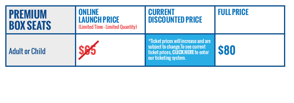 premium box ticket pricing chart