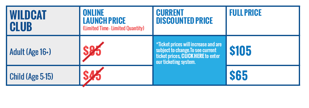 wildcat club ticket pricing chart